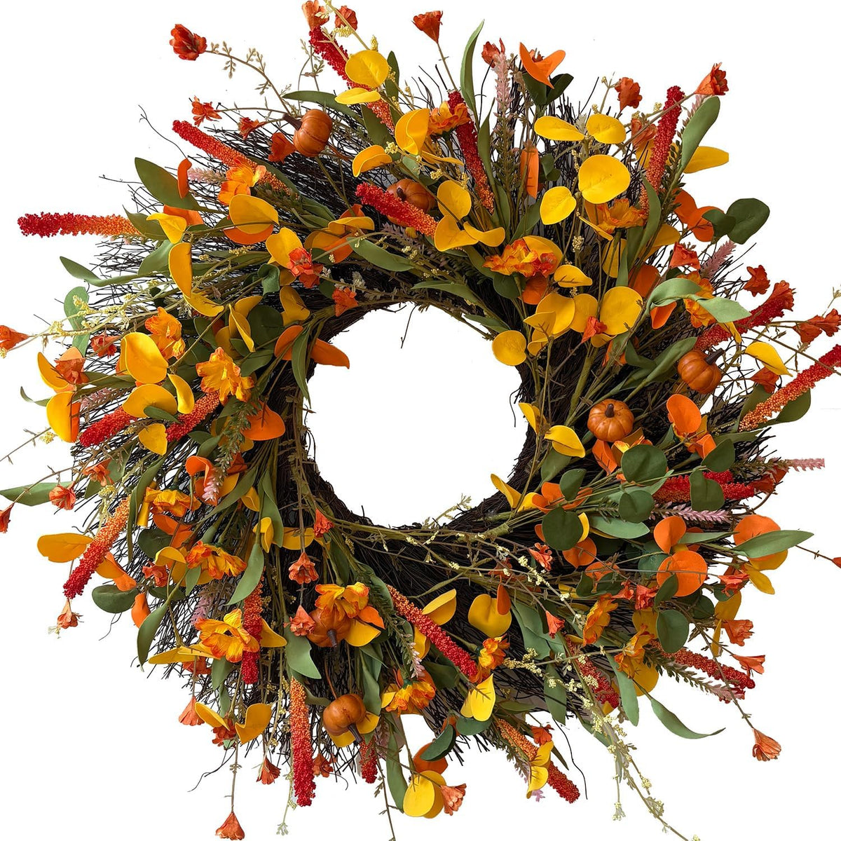 24 Inch Spring Wreaths for Front Door with Hydrangeas Roses