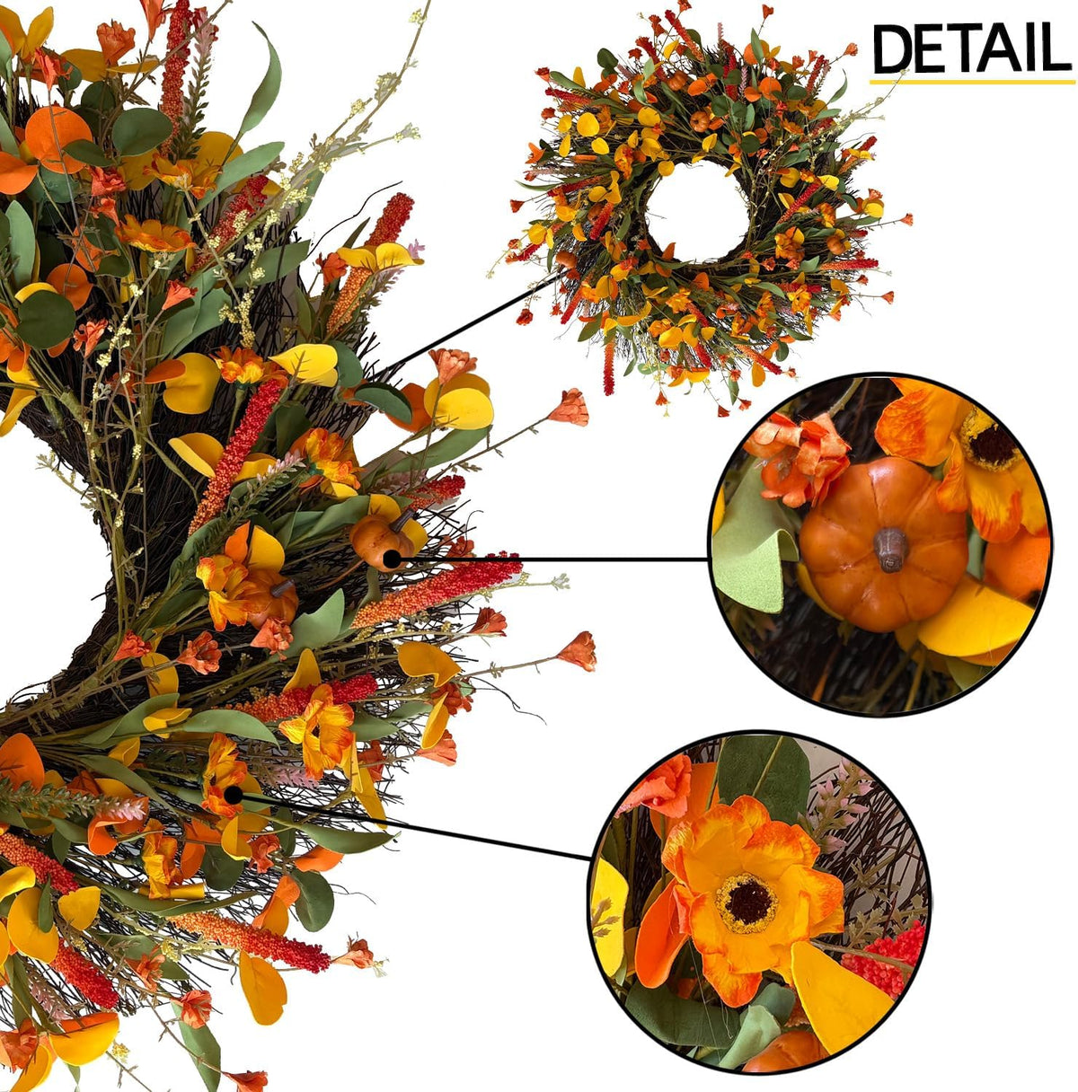 24 Inch Spring Wreaths for Front Door with Hydrangeas Roses