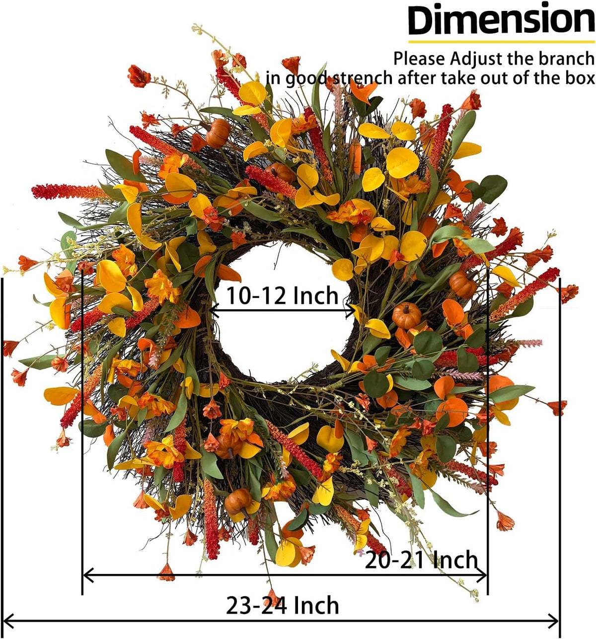 24 Inch Spring Wreaths for Front Door with Hydrangeas Roses