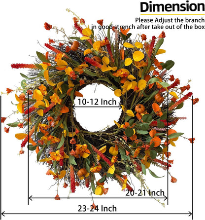 24 Inch Spring Wreaths for Front Door with Hydrangeas Roses