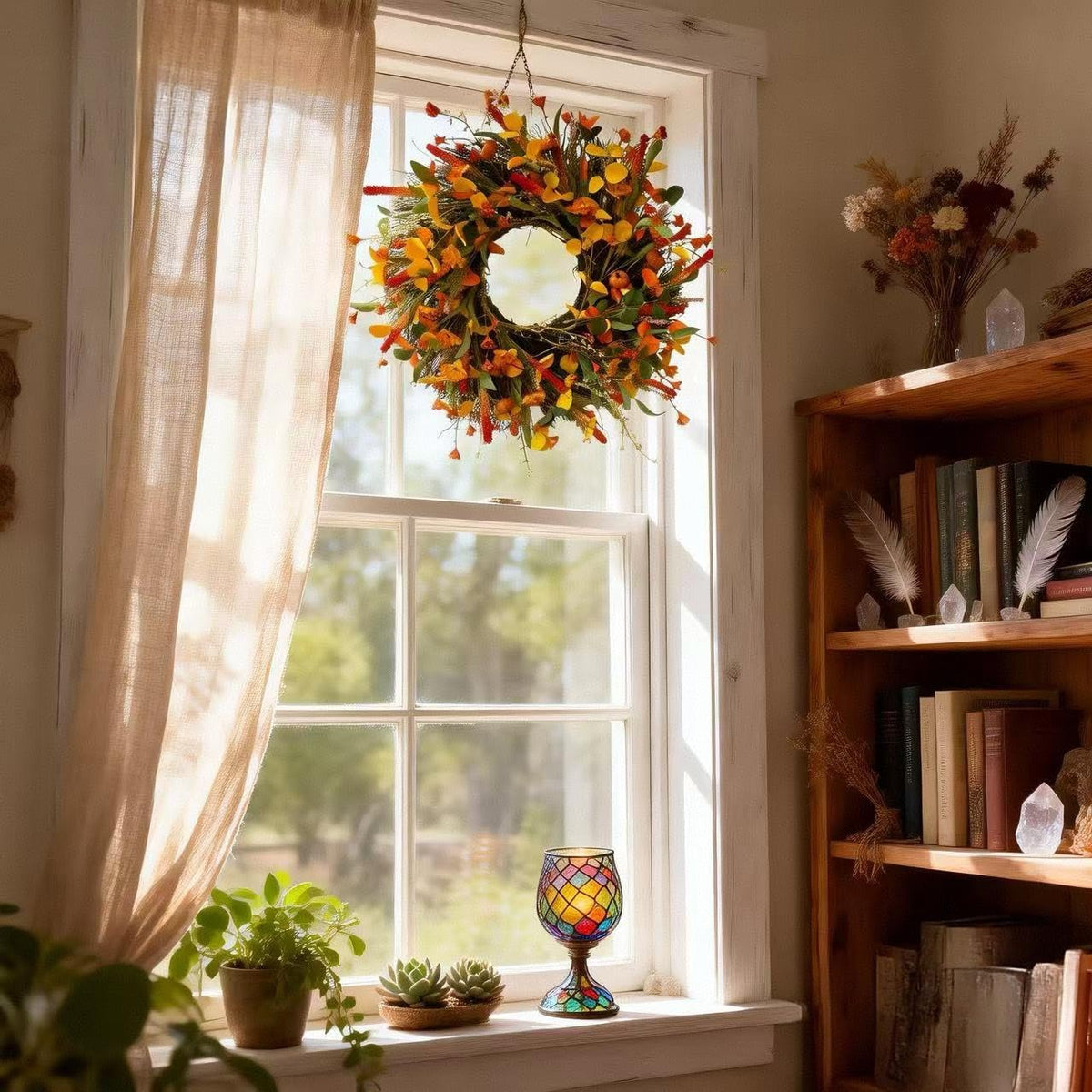 24 Inch Spring Wreaths for Front Door with Hydrangeas Roses