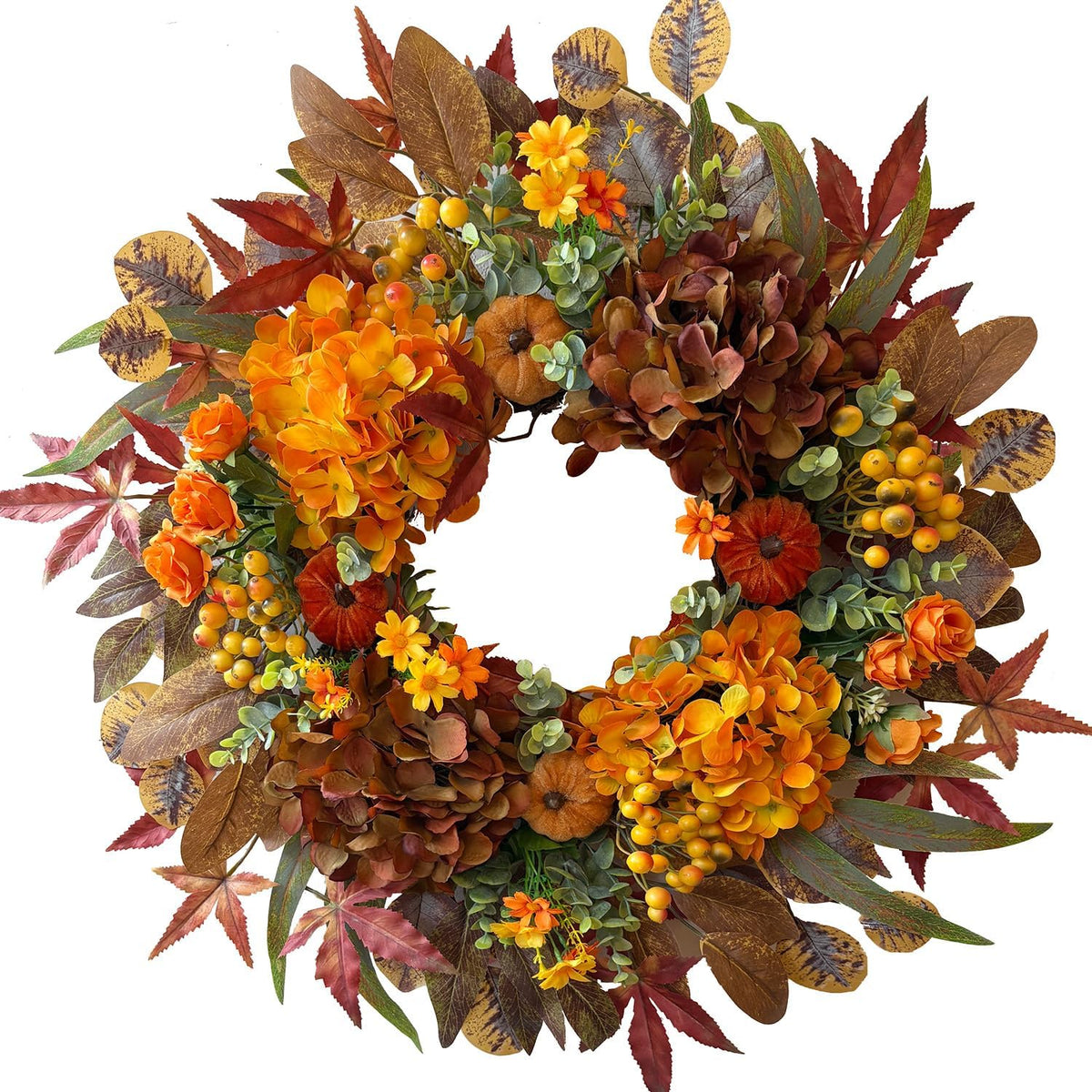 24 Inch Spring Wreaths for Front Door with Hydrangeas Roses