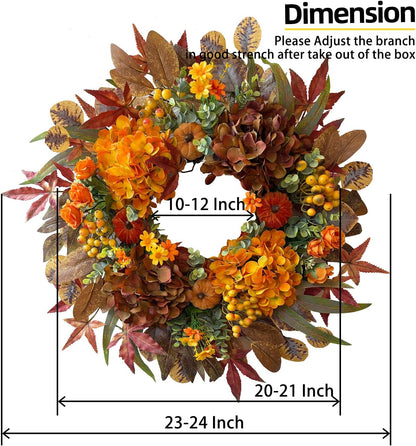 24 Inch Spring Wreaths for Front Door with Hydrangeas Roses