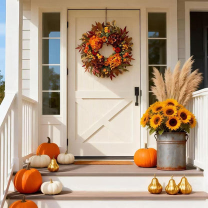 24 Inch Spring Wreaths for Front Door with Hydrangeas Roses
