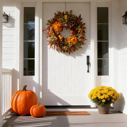 24 Inch Spring Wreaths for Front Door with Hydrangeas Roses