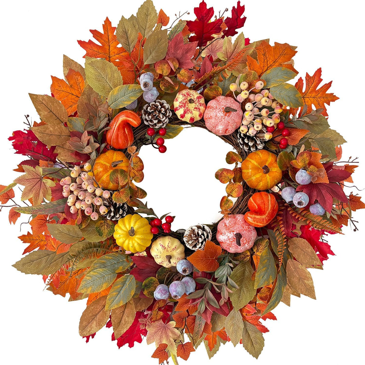 24 Inch Spring Wreaths for Front Door with Hydrangeas Roses