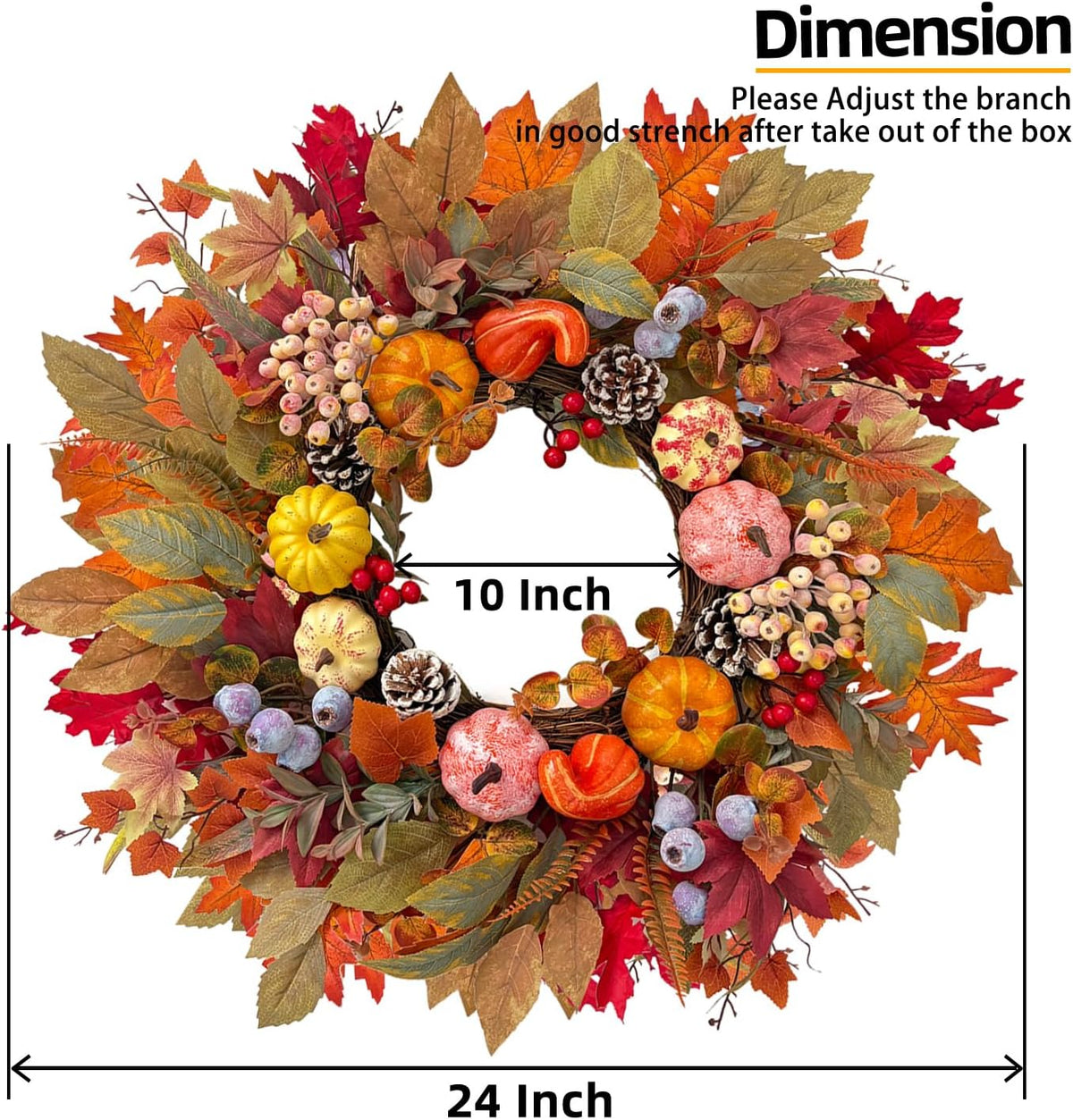24 Inch Spring Wreaths for Front Door with Hydrangeas Roses