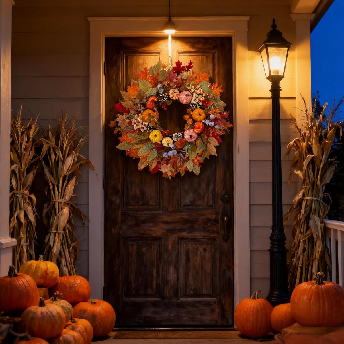 24 Inch Spring Wreaths for Front Door with Hydrangeas Roses