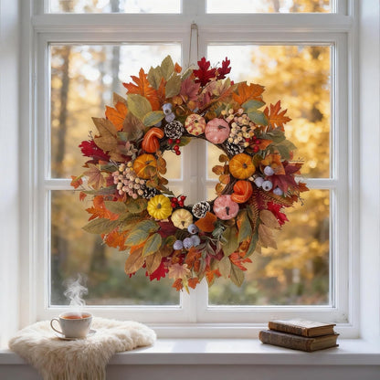 24 Inch Spring Wreaths for Front Door with Hydrangeas Roses