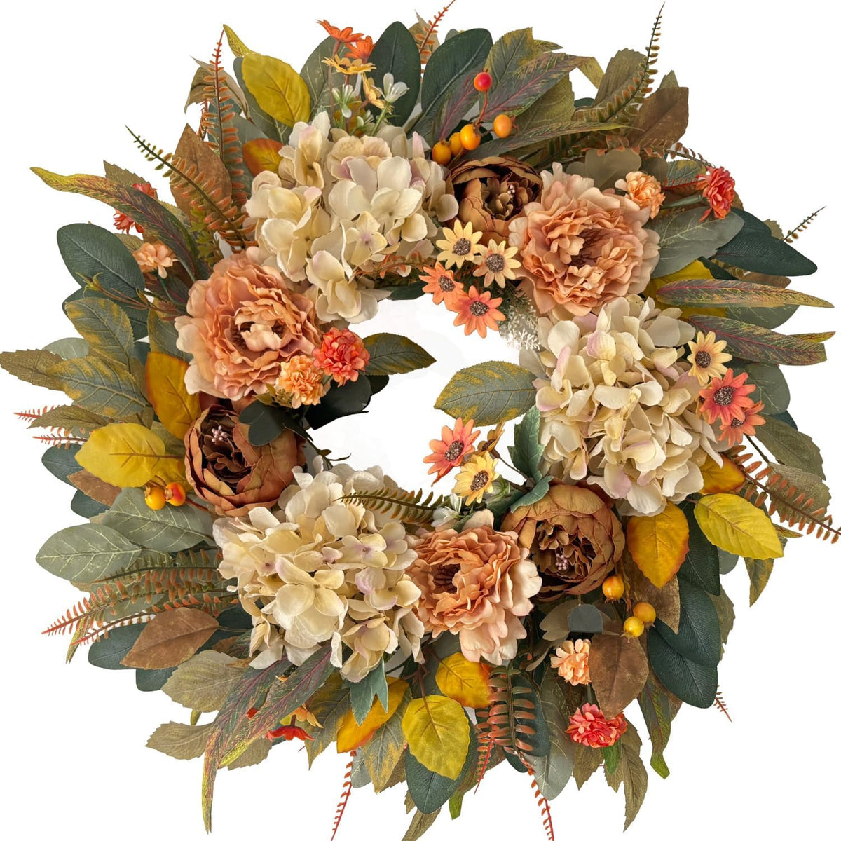 24 Inch Spring Wreaths for Front Door with Hydrangeas Roses