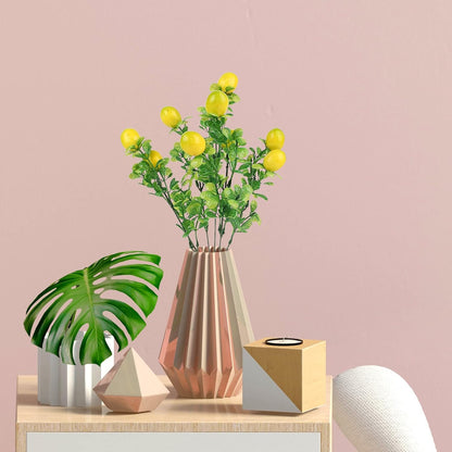 3 Pack Artificial Lemon Branches for Vases, 14 Inch Fake Lemon Decor Lifelike Plant Decor Fake Tree Branches for Home Kitchen Decor Table Centerpiece