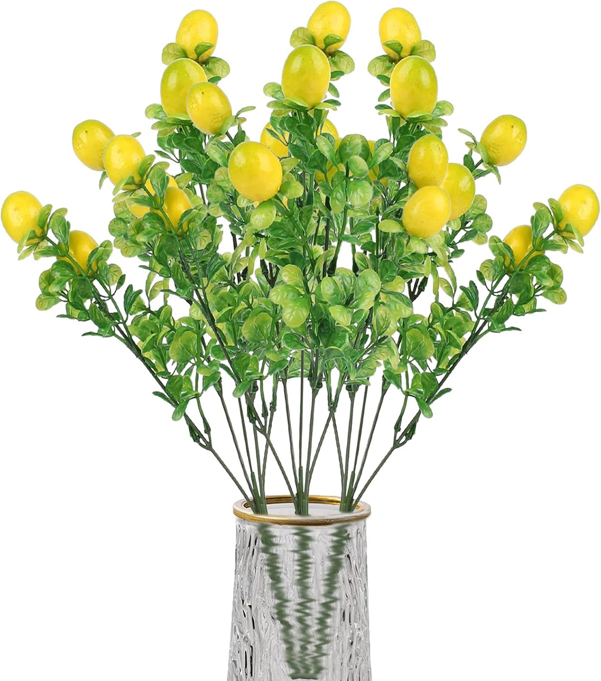 3 Pack Artificial Lemon Branches for Vases, 14 Inch Fake Lemon Decor Lifelike Plant Decor Fake Tree Branches for Home Kitchen Decor Table Centerpiece