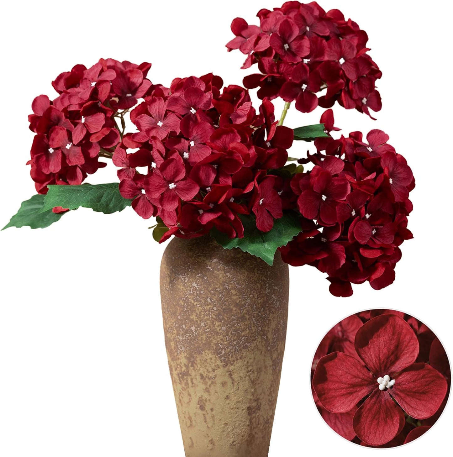Hydrangea Fake Flowers 4pcs 29" Purple Faux Artificial Flower | 3D Print Latex, Real Touch Flower, Realistic Textures, Indoor Outdoor Decor, Table Centerpieces, Wedding Bouquets