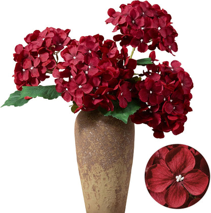 Hydrangea Fake Flowers 4pcs 29" Purple Faux Artificial Flower | 3D Print Latex, Real Touch Flower, Realistic Textures, Indoor Outdoor Decor, Table Centerpieces, Wedding Bouquets