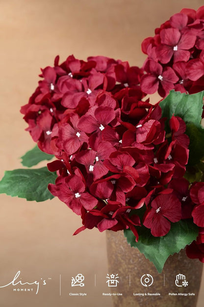Hydrangea Fake Flowers 4pcs 29" Purple Faux Artificial Flower | 3D Print Latex, Real Touch Flower, Realistic Textures, Indoor Outdoor Decor, Table Centerpieces, Wedding Bouquets