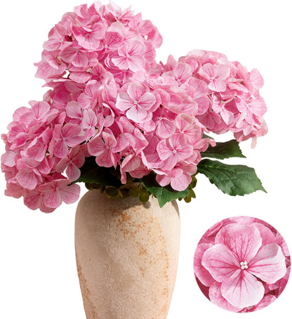 Hydrangea Fake Flowers 4pcs 29" Purple Faux Artificial Flower | 3D Print Latex, Real Touch Flower, Realistic Textures, Indoor Outdoor Decor, Table Centerpieces, Wedding Bouquets