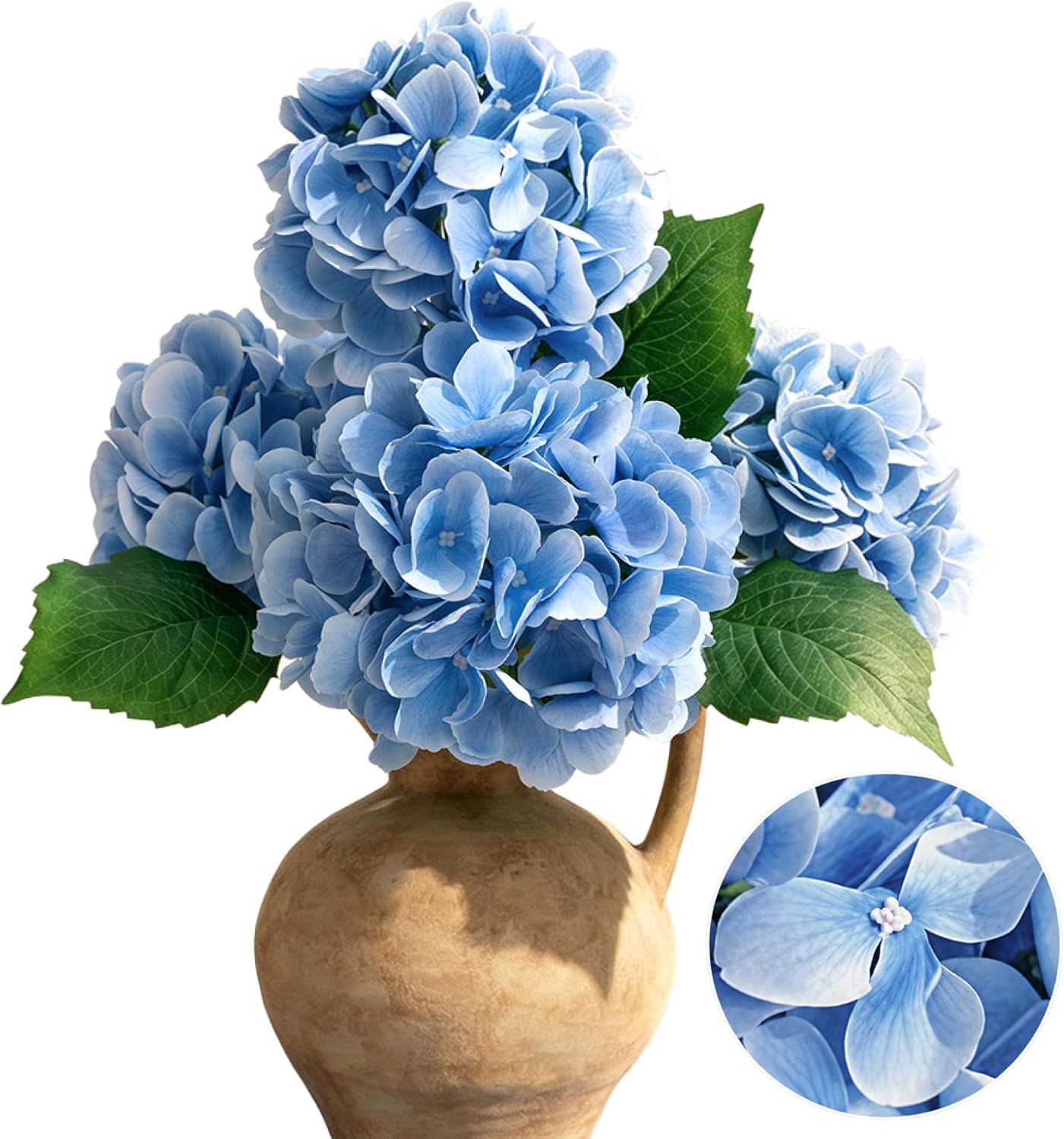 Hydrangea Fake Flowers 4pcs 29" Purple Faux Artificial Flower | 3D Print Latex, Real Touch Flower, Realistic Textures, Indoor Outdoor Decor, Table Centerpieces, Wedding Bouquets