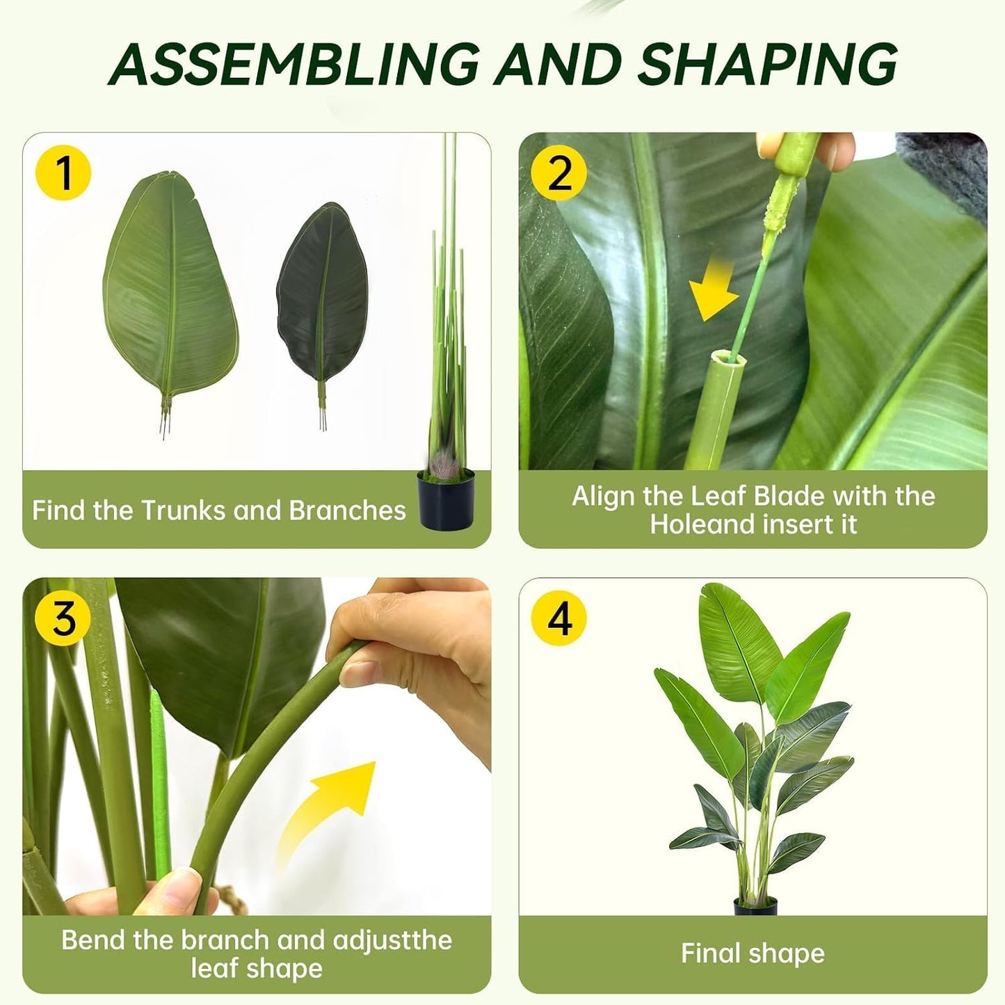 Bird of Paradise Plant Artificial 4ft, Faux Banana Leaf Tree with 9 Trunks in Pot and Woven Seagrass Belly Basket - The Perfect Silk Faux Plant for Indoor Outdoor House Living Room Decor