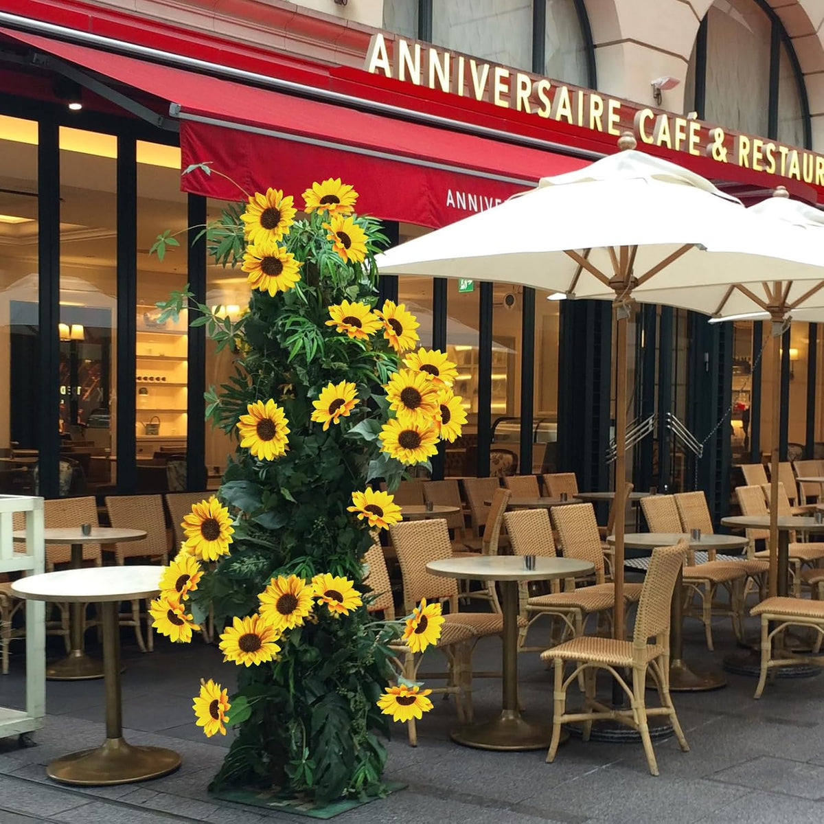 Artificial Sunflowers 23.6in 10 Bundles Total 30 Heads Fake Sunflower Bouquet,Realistic Silk Artificial Yellow Sunflowers for Wedding Home Office Parties Summer Decoration