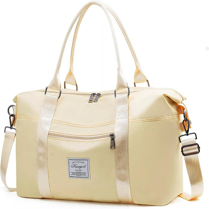 Gym Bag with Wet Pocket, Foldable Travel Duffle Bag Carry On Weekender Bags for Women, Waterproof Overnight Bag for Travel, Gym, Yoga