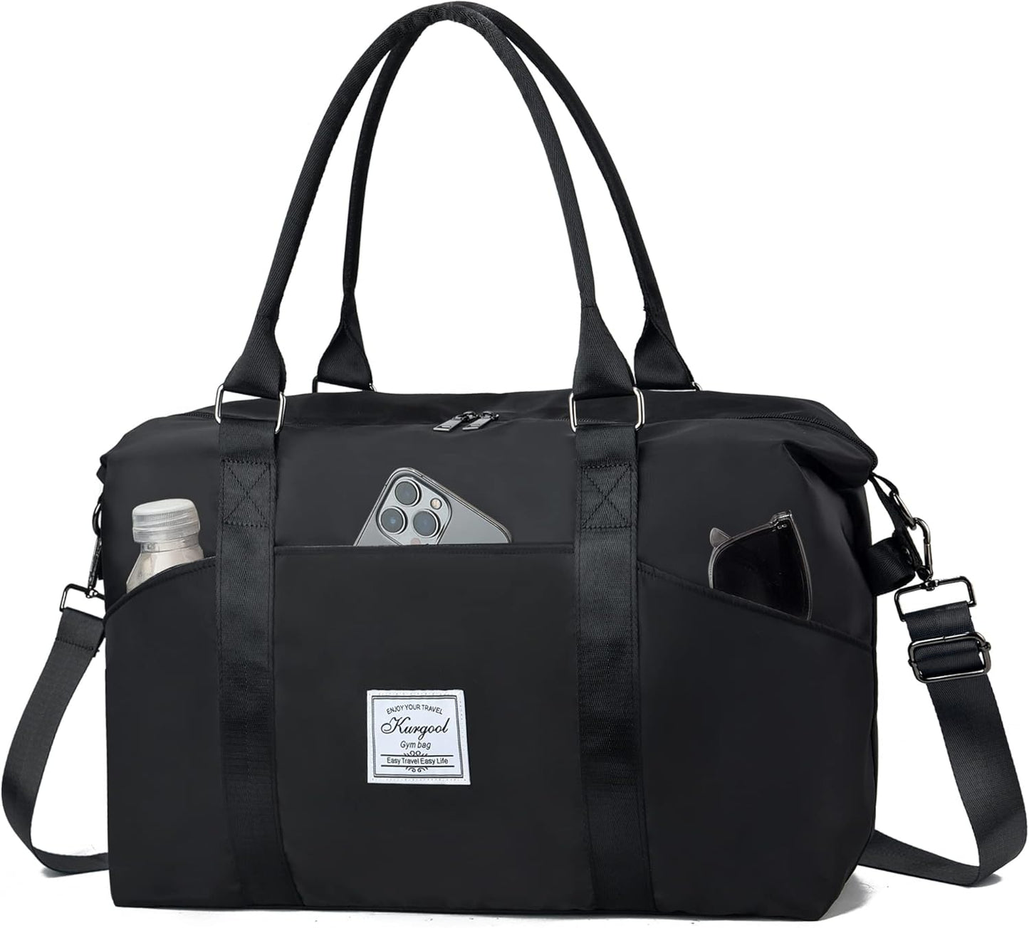 Gym Bag with Wet Pocket, Foldable Travel Duffle Bag Carry On Weekender Bags for Women, Waterproof Overnight Bag for Travel, Gym, Yoga