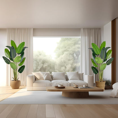 Artificial Bird of Paradise Plant 5.2Ft Fake Tropical Palm Tree with 10Trunks Faux Banana Leaf Trees in Pot for Home Indoor Outdoor Office Modern Decor Housewarming Gift（1Pcs）