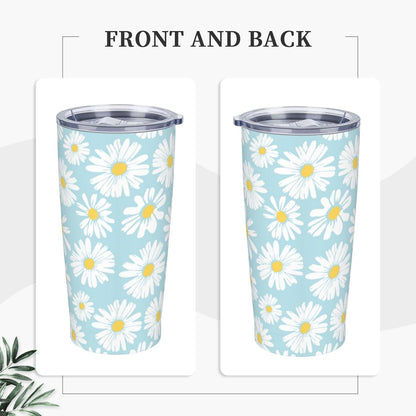 Lemon Tumbler 20oz Green Leaves Stainless Steel Insulated Tumblers with Lid and Straw Travel Coffee Mug Tea Wine Cups Water Bottle Sport Gifts for Women