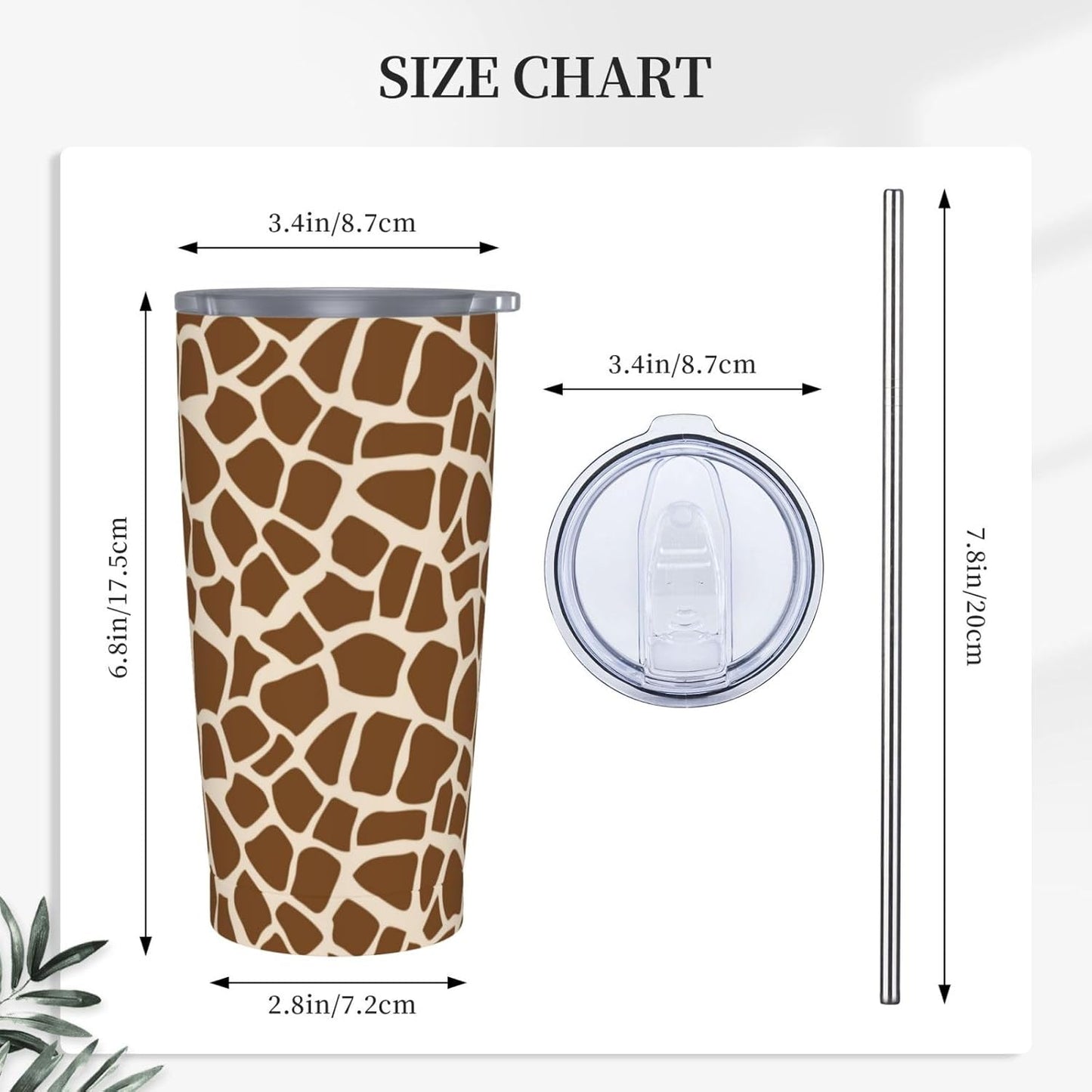 Lemon Tumbler 20oz Green Leaves Stainless Steel Insulated Tumblers with Lid and Straw Travel Coffee Mug Tea Wine Cups Water Bottle Sport Gifts for Women