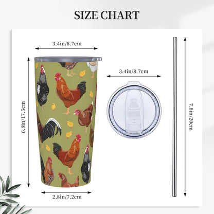 Lemon Tumbler 20oz Green Leaves Stainless Steel Insulated Tumblers with Lid and Straw Travel Coffee Mug Tea Wine Cups Water Bottle Sport Gifts for Women