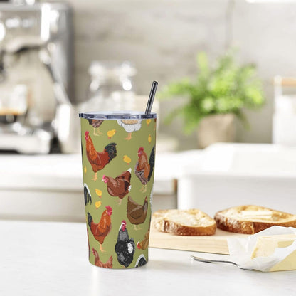 Lemon Tumbler 20oz Green Leaves Stainless Steel Insulated Tumblers with Lid and Straw Travel Coffee Mug Tea Wine Cups Water Bottle Sport Gifts for Women