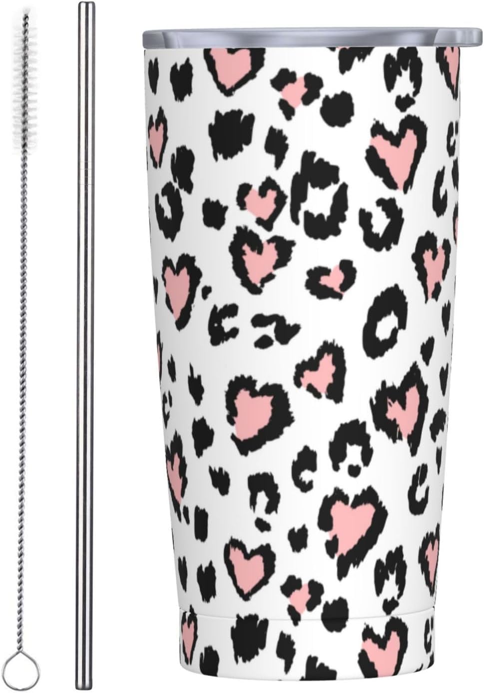 Lemon Tumbler 20oz Green Leaves Stainless Steel Insulated Tumblers with Lid and Straw Travel Coffee Mug Tea Wine Cups Water Bottle Sport Gifts for Women
