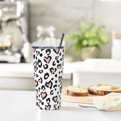 Lemon Tumbler 20oz Green Leaves Stainless Steel Insulated Tumblers with Lid and Straw Travel Coffee Mug Tea Wine Cups Water Bottle Sport Gifts for Women