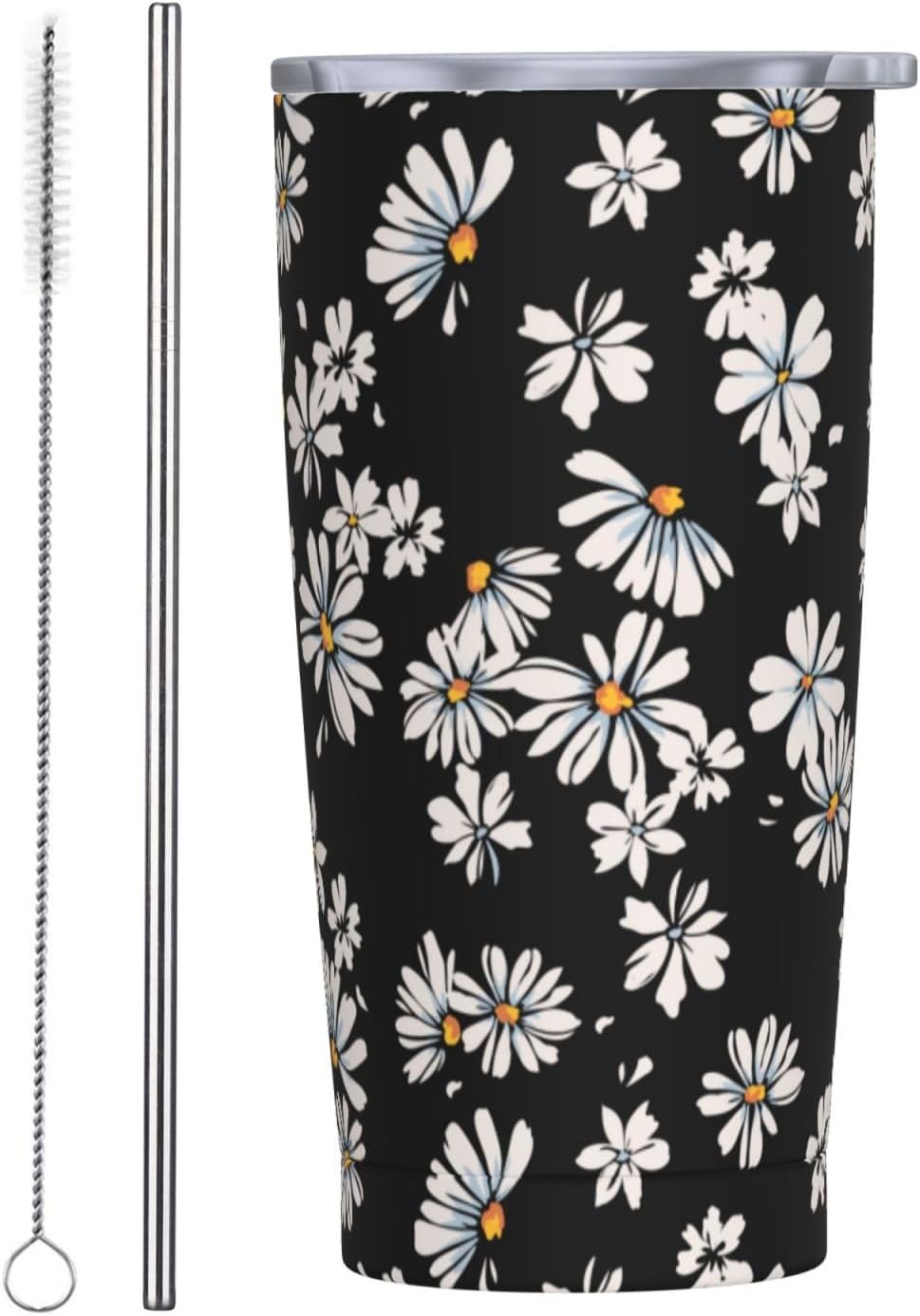 Lemon Tumbler 20oz Green Leaves Stainless Steel Insulated Tumblers with Lid and Straw Travel Coffee Mug Tea Wine Cups Water Bottle Sport Gifts for Women