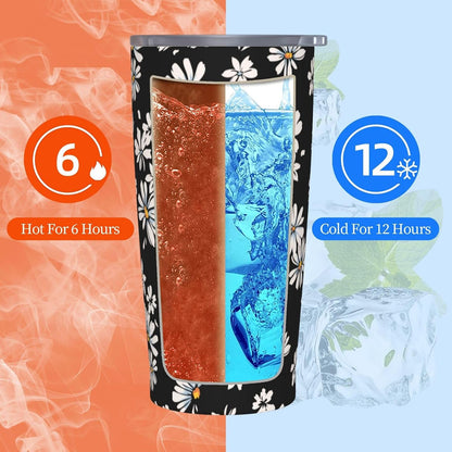 Lemon Tumbler 20oz Green Leaves Stainless Steel Insulated Tumblers with Lid and Straw Travel Coffee Mug Tea Wine Cups Water Bottle Sport Gifts for Women