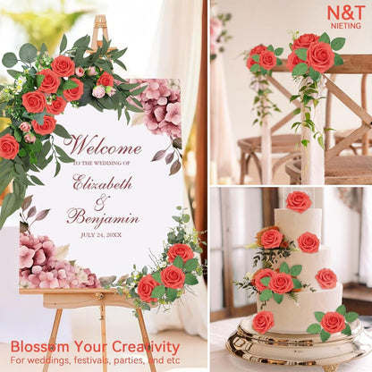 Artificial Flowers Real Touch Fake Foam Roses with Stems Decorations - Colors A