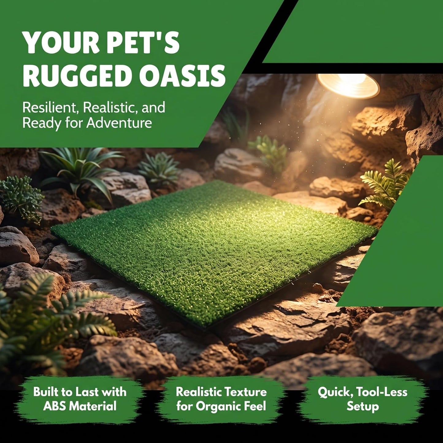 Square Artificial Grass Carpet, Realistic Synthetic Reptile Turf Pet Cage Simulation Grass Mat/Substrate Lizard Tank Accessories Turtle Ramp Turf for Basking Platform Habitat, 9. 8×9. 8inch