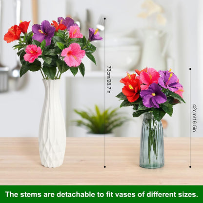 3PCS 30in Silk Artificial Hibiscus Flower Branches Tropical Flowers