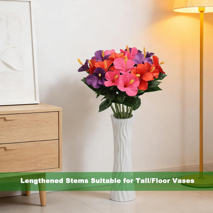 3PCS 30in Silk Artificial Hibiscus Flower Branches Tropical Flowers
