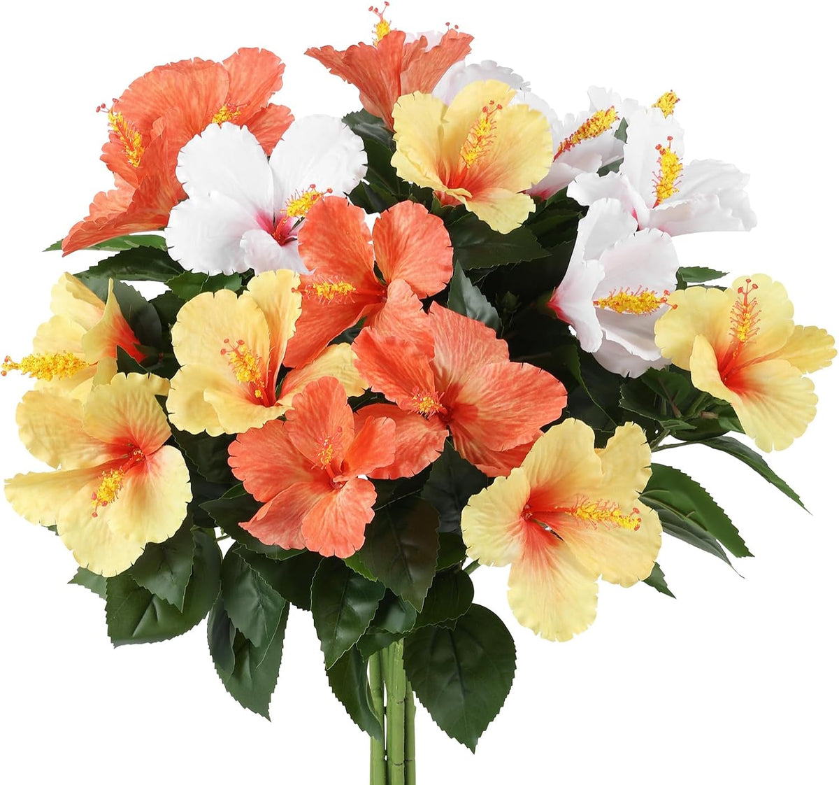 3PCS 30in Silk Artificial Hibiscus Flower Branches Tropical Flowers