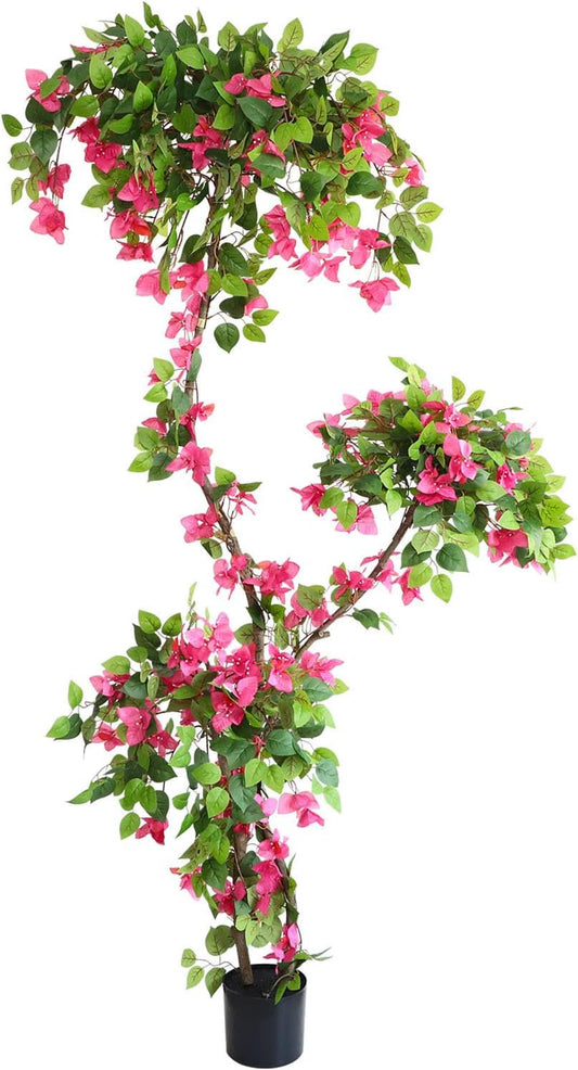 Artificial Bougainvillea Tree, 7FT Fake Bougainvillea Topiary Trees with Pot, 83 Inch Faux Plant for Indoor Decor
