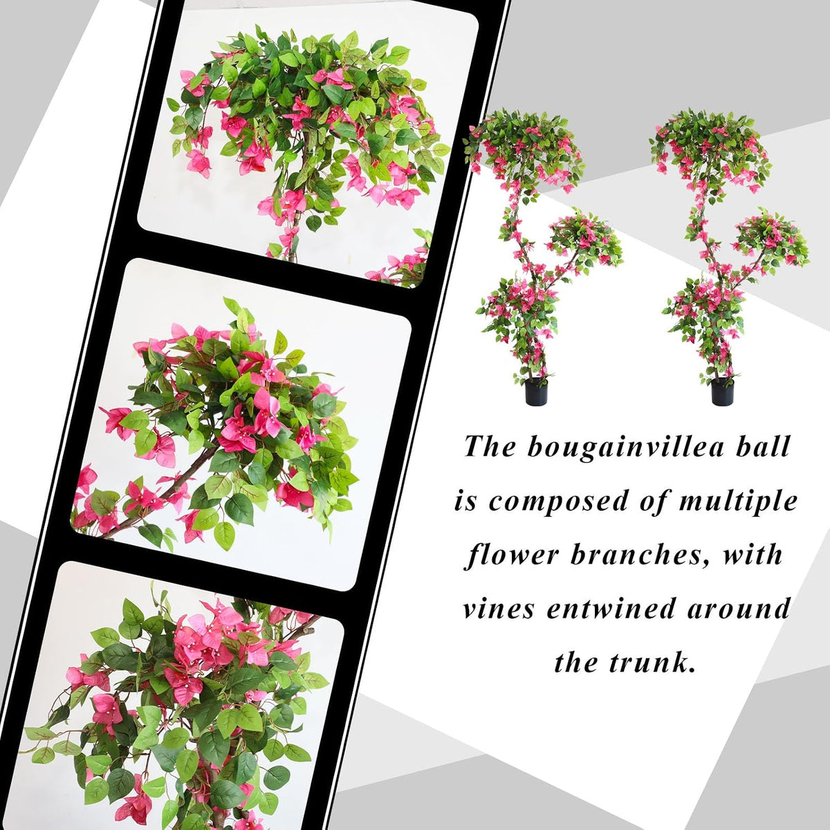 Artificial Bougainvillea Tree, 7FT Fake Bougainvillea Topiary Trees with Pot, 83 Inch Faux Plant for Indoor Decor