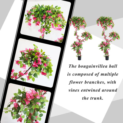 Artificial Bougainvillea Tree, 7FT Fake Bougainvillea Topiary Trees with Pot, 83 Inch Faux Plant for Indoor Decor