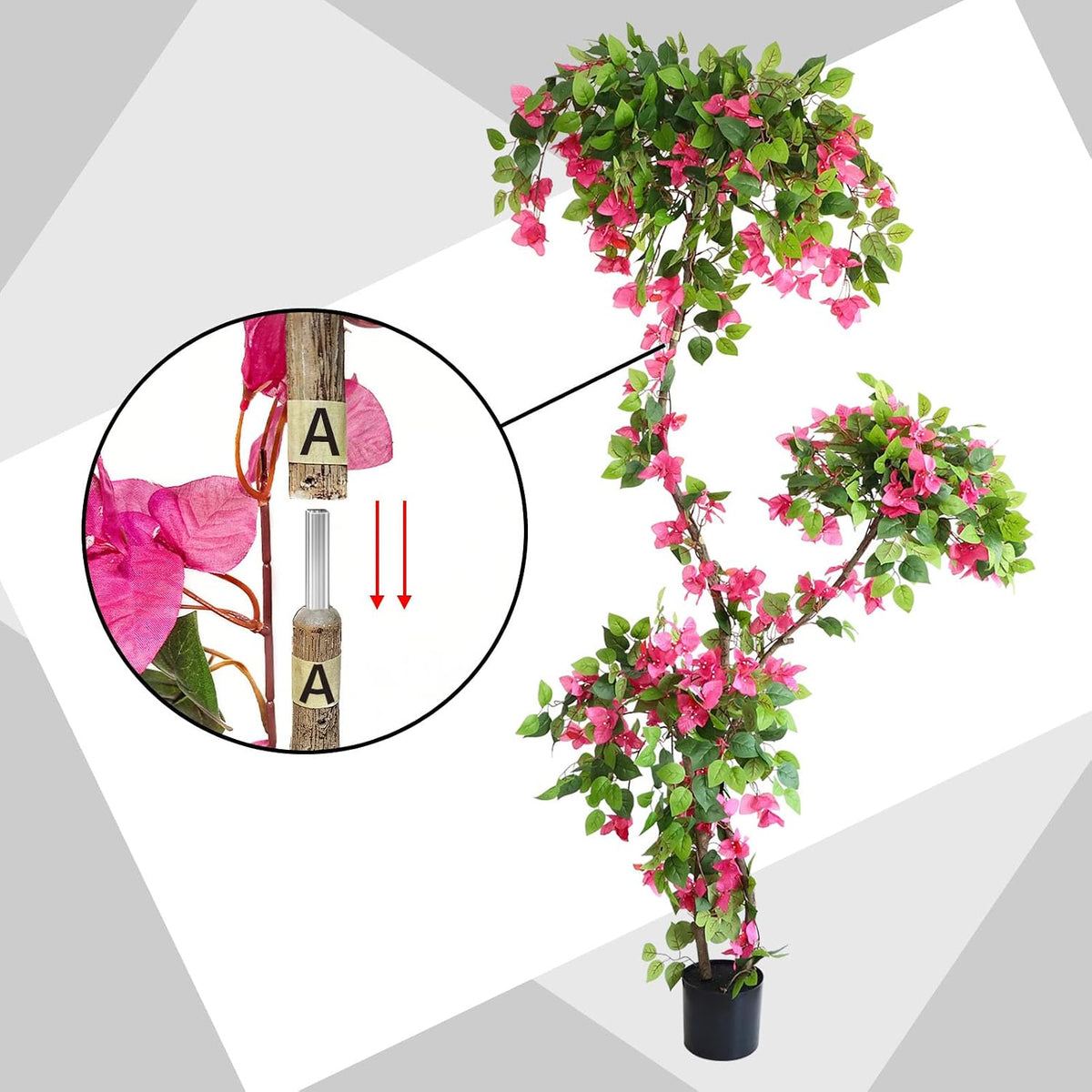 Artificial Bougainvillea Tree, 7FT Fake Bougainvillea Topiary Trees with Pot, 83 Inch Faux Plant for Indoor Decor