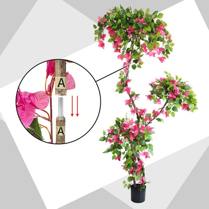 Artificial Bougainvillea Tree, 7FT Fake Bougainvillea Topiary Trees with Pot, 83 Inch Faux Plant for Indoor Decor