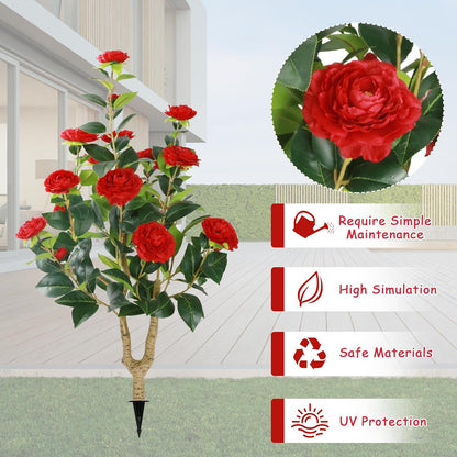 2 Packs 35.5" Artificial Camellia Flowers Tree with Spike White
