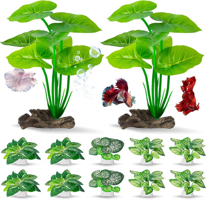 12 Pack Silk Aquarium Plants Betta Fish Tanks Decor，Betta Hammock 6-inch Fish Tank Plants Aquarium Decor，Suitable Artificial Fish Tank for Betta,Goldfish & Reptile Tanks Ornament Accessories