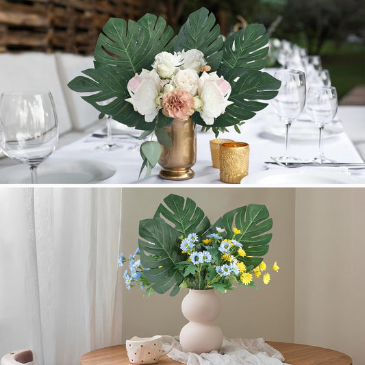 60 Pcs Artificial Monstera Leaves, 16" Faux Tropical Monstera Stems