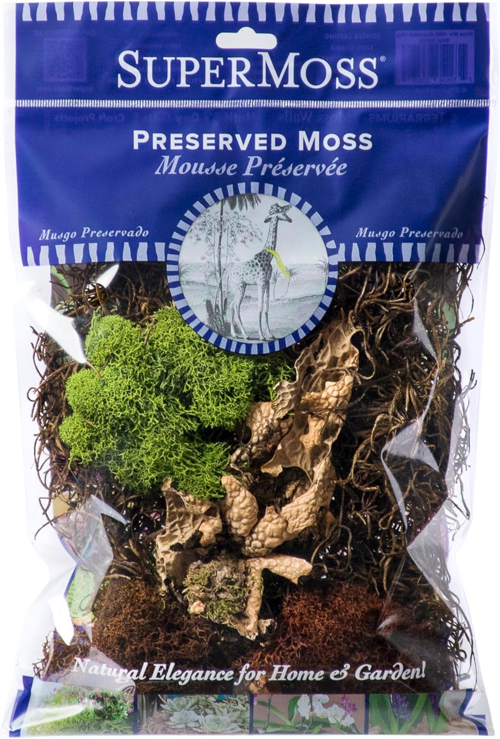 (23311) Elegant Decorative Mixed moss, MultiColor, 120 cu.in., white