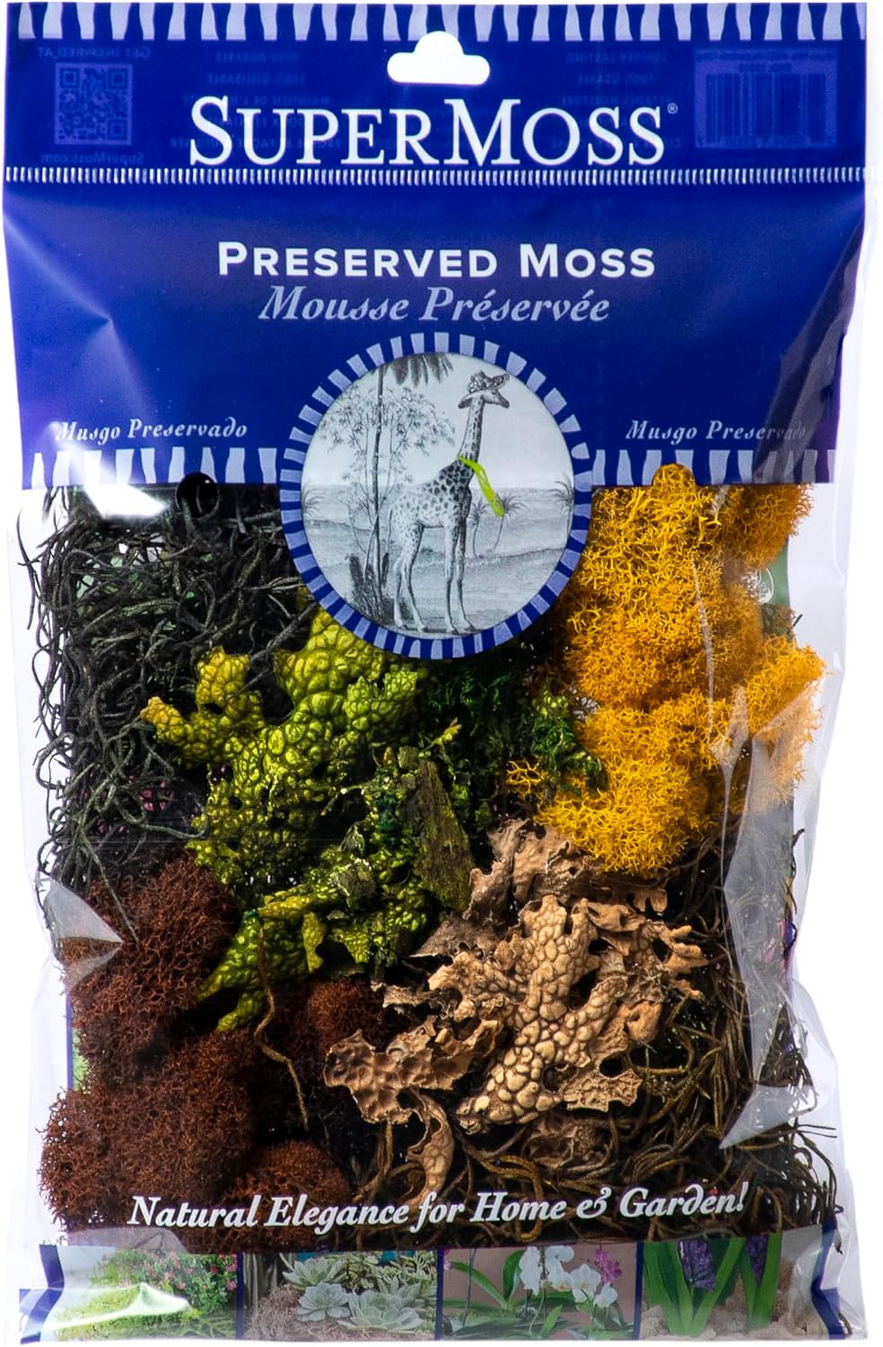 (23311) Elegant Decorative Mixed moss, MultiColor, 120 cu.in., white