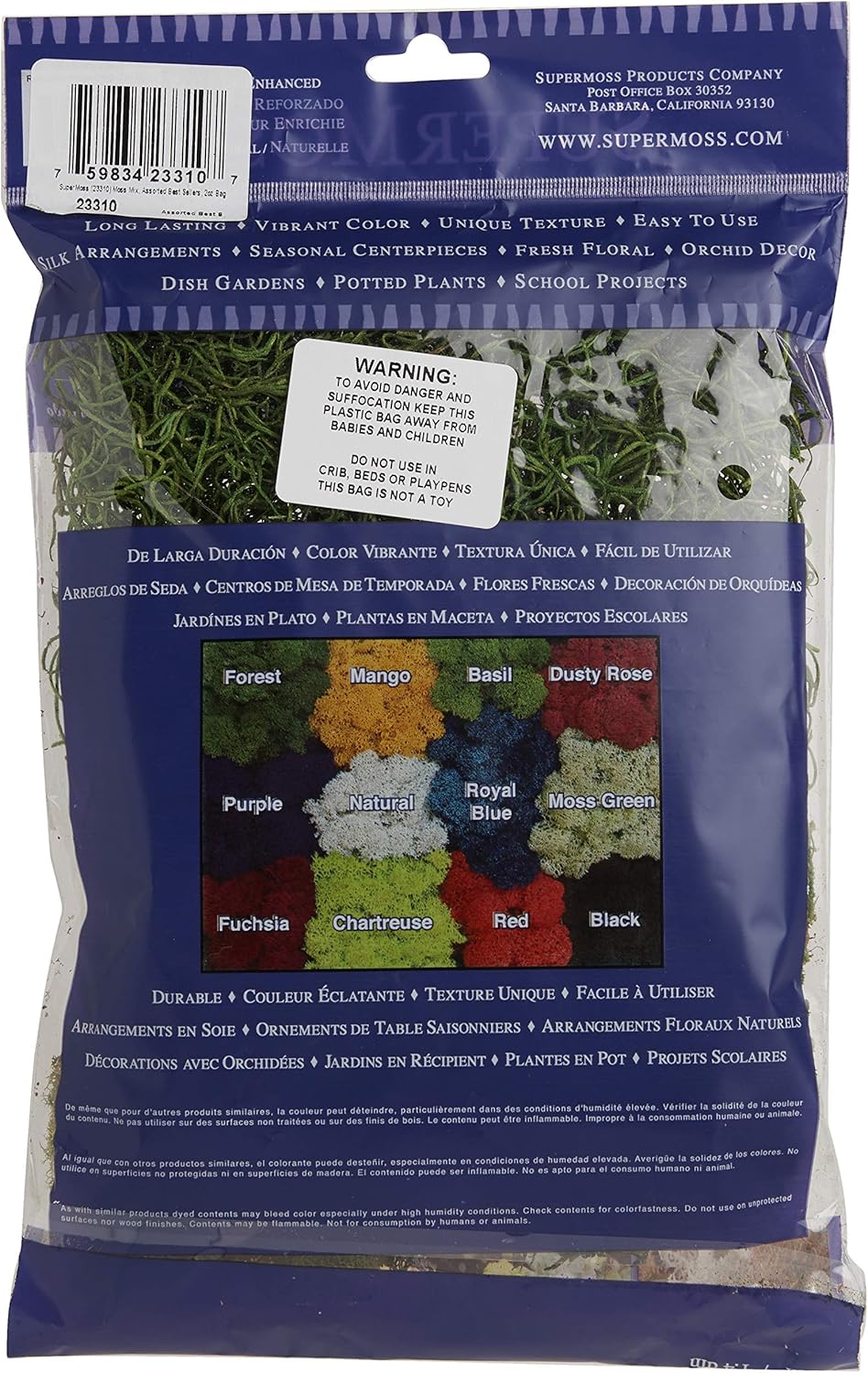 (23311) Elegant Decorative Mixed moss, MultiColor, 120 cu.in., white